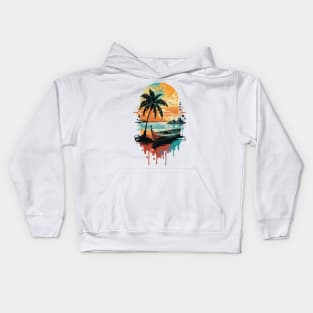 beach and boat Kids Hoodie